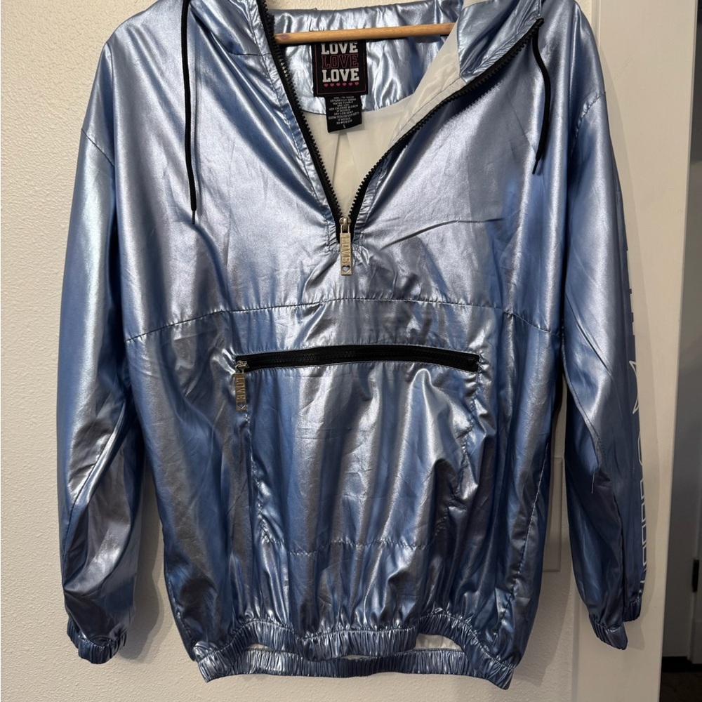Love Metallic Blue Windbreaker Jacket